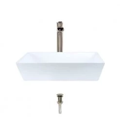 MR Direct Porcelain Vessel Sink in White with 731 Faucet and Pop-Up Drain in Brushed Nickel