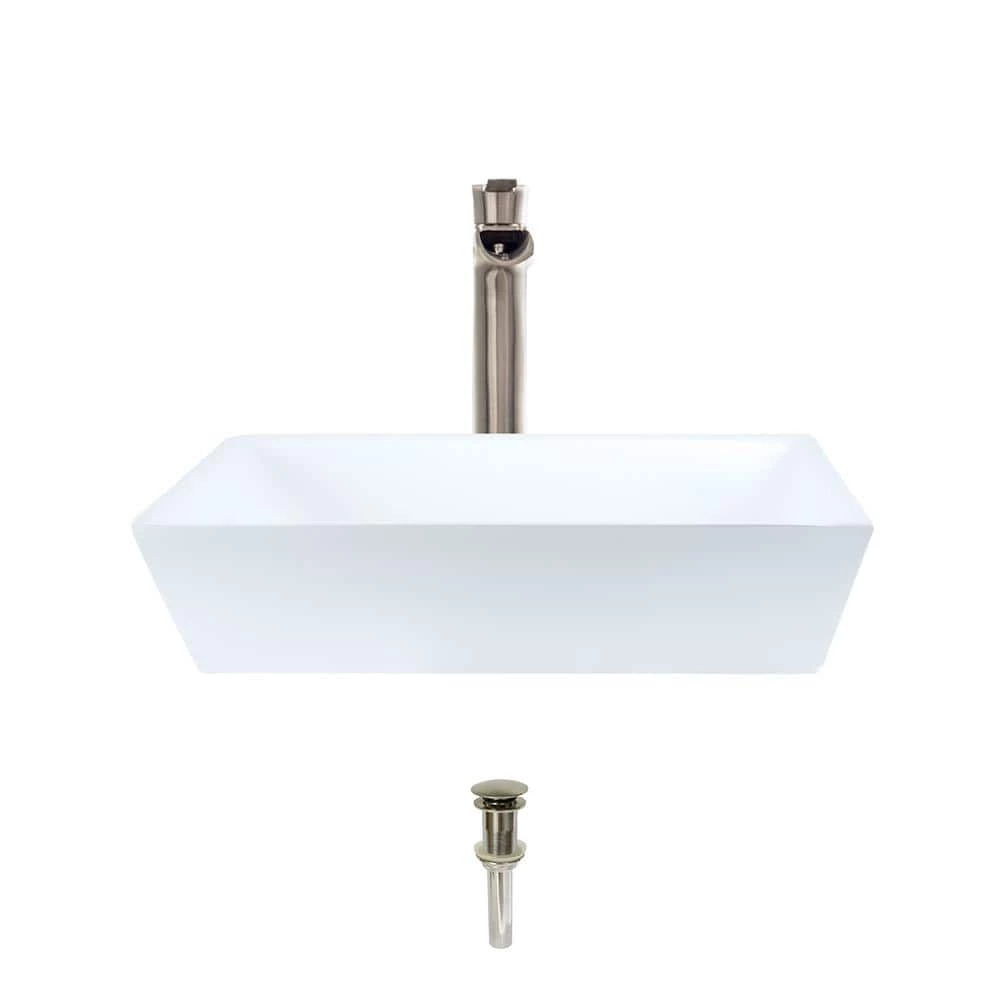 MR Direct Porcelain Vessel Sink in White with 731 Faucet and Pop-Up Drain in Brushed Nickel 3 MR Direct Porcelain Vessel Sink in White with 731 Faucet and Pop-Up Drain in Brushed Nickel