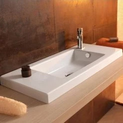 Nameeks Serie 35 Drop-In Ceramic Bathroom Sink -Bathroom Sinks Sales white nameeks drop in bathroom sinks tecla 3501011 one hole c3 1000