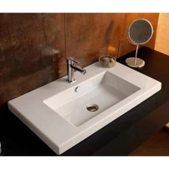 Nameeks Cangas Drop-In Ceramic Bathroom Sink -Bathroom Sinks Sales white nameeks drop in bathroom sinks tecla can02011 one hole 1f 1000