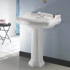 Nameeks Traditional Pedestal Sink in White -Bathroom Sinks Sales white nameeks pedestal sinks cerastyle 030200 ped one hole 4f 1000