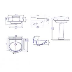 Nameeks Traditional Pedestal Sink in White with 3 Faucet Holes 5 Nameeks Traditional Pedestal Sink in White with 3 Faucet Holes -Bathroom Sinks Sales white nameeks pedestal sinks cerastyle 030200 ped three hole c3 1000