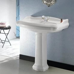 Nameeks Traditional Pedestal Sink in White -Bathroom Sinks Sales white nameeks pedestal sinks cerastyle 030300 ped one hole c3 1000