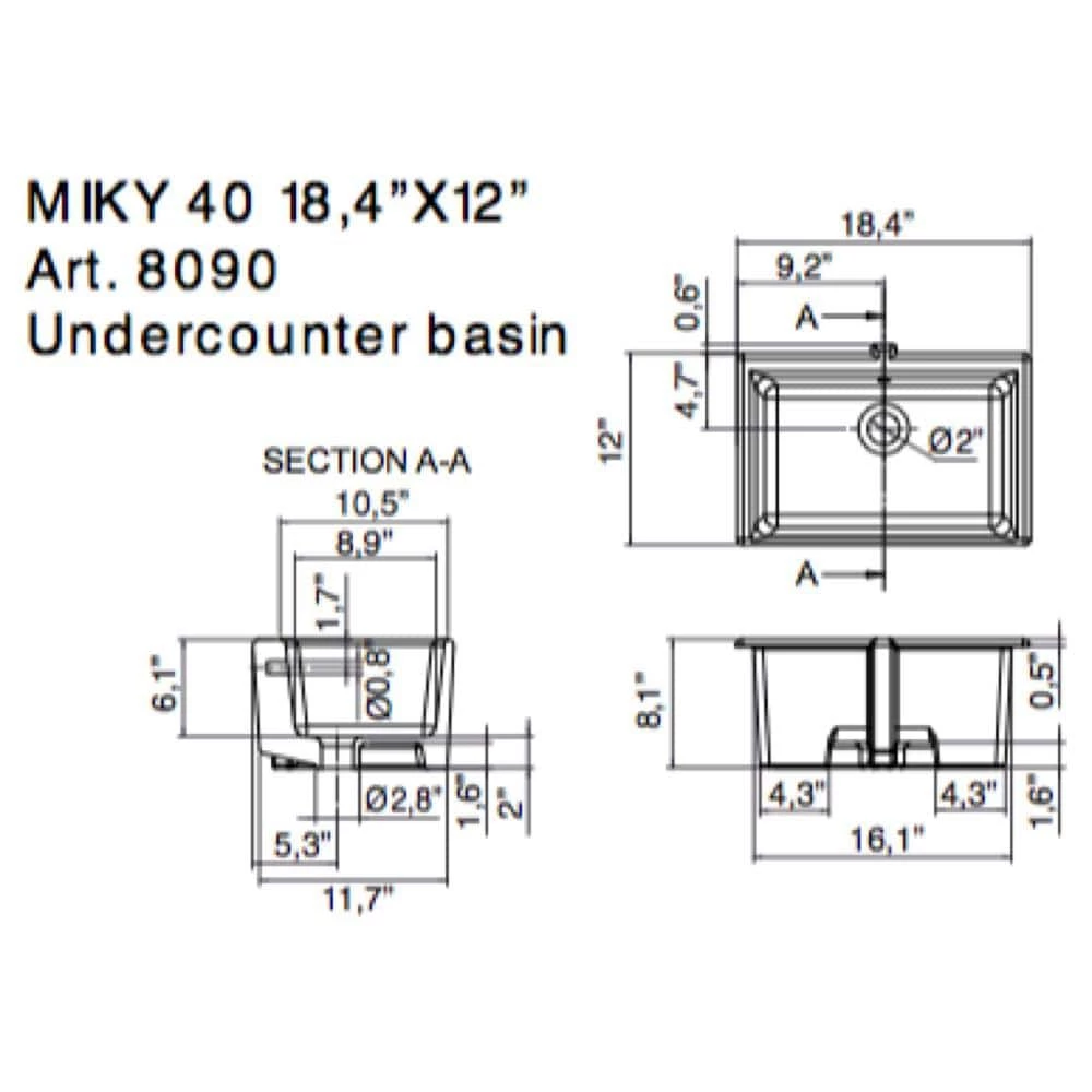 Nameeks Miky Undermount Bathroom Sink in White 6 Nameeks Miky Undermount Bathroom Sink in White - Image 4