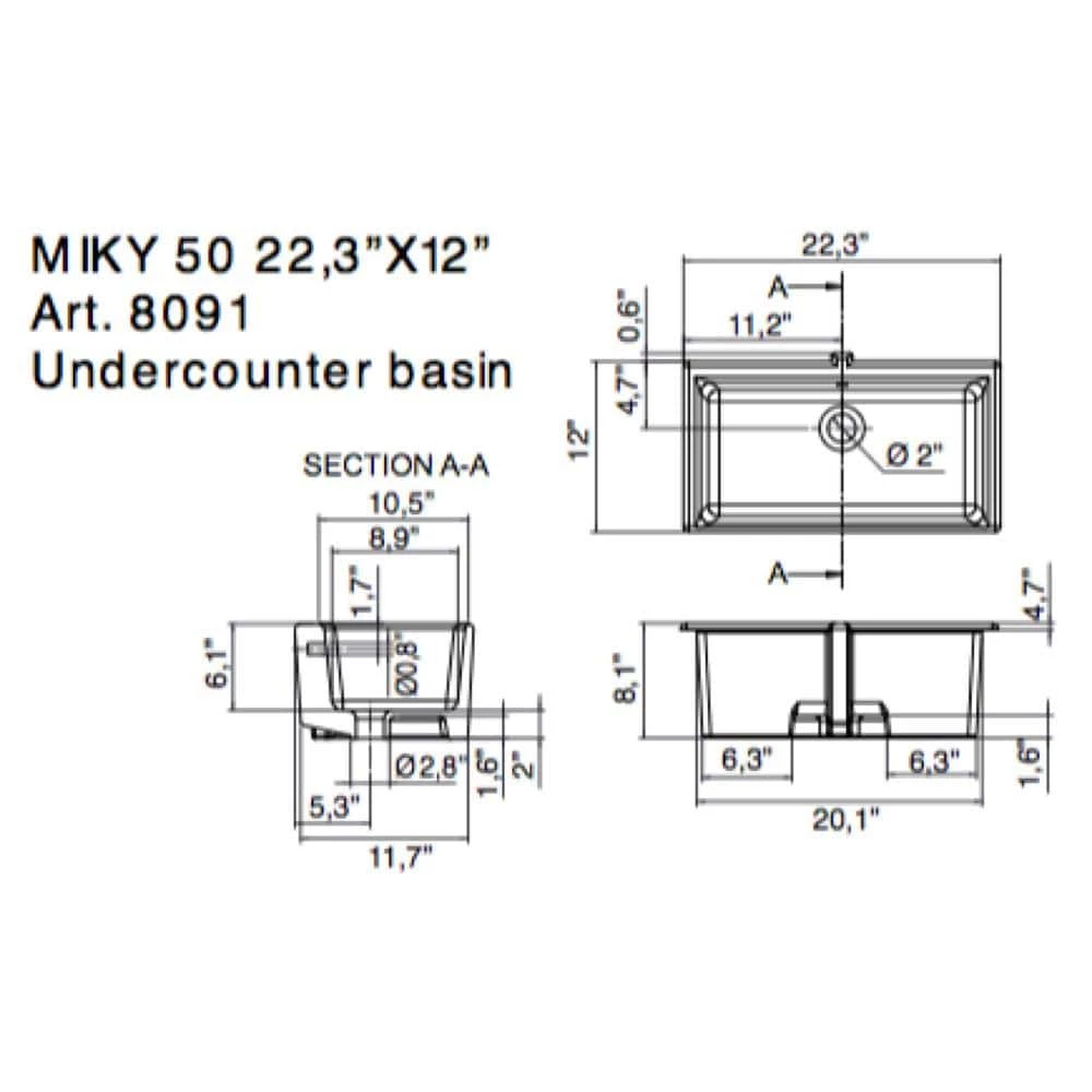 Nameeks Miky Undermount Bathroom Sink in White 6 Nameeks Miky Undermount Bathroom Sink in White - Image 4