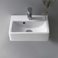 Nameeks Mini Wall Mounted Bathroom Sink in White 10 Nameeks Mini Wall Mounted Bathroom Sink in White -Bathroom Sinks Sales white nameeks wall mount sinks cerastyle 001400 u one hole 1f 1000