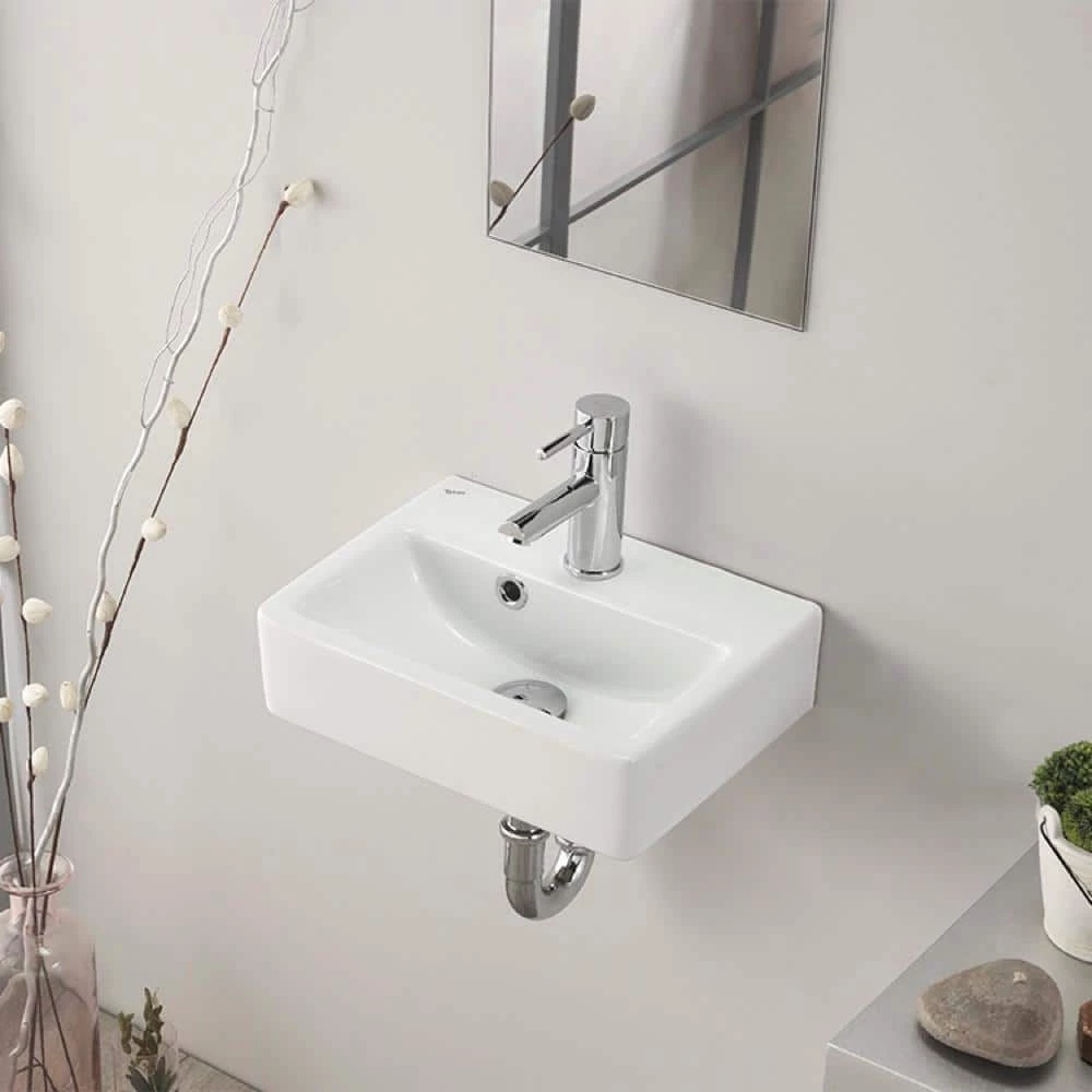 Nameeks Mini Wall Mounted Bathroom Sink in White 4 Nameeks Mini Wall Mounted Bathroom Sink in White - Image 2