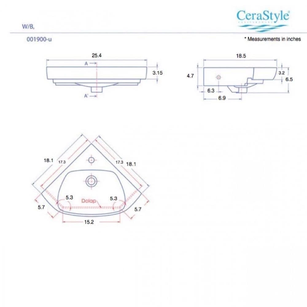 Nameeks Arda Wall Mounted Bathroom Sink in White 5 Nameeks Arda Wall Mounted Bathroom Sink in White - Image 3