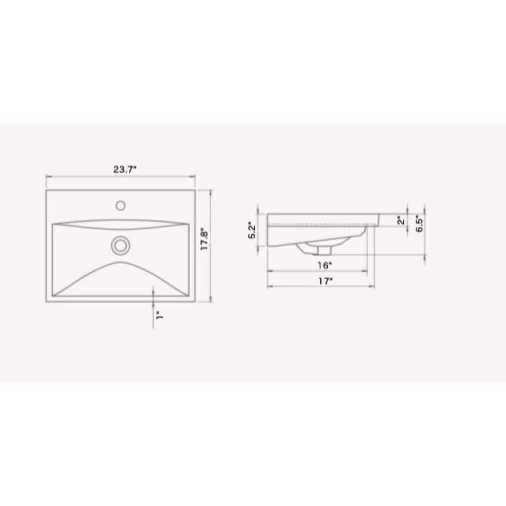 Nameeks Elite Wall Mounted Bathroom Sink in White with 3 Faucet Holes 4 Nameeks Elite Wall Mounted Bathroom Sink in White with 3 Faucet Holes - Image 2