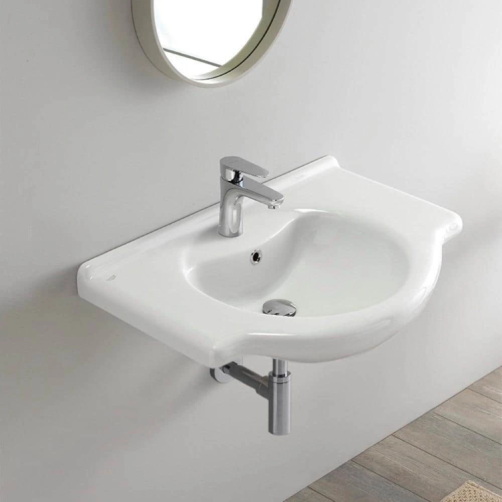 Nameeks Nil Wall Mounted Bathroom Sink in White 4 Nameeks Nil Wall Mounted Bathroom Sink in White - Image 2