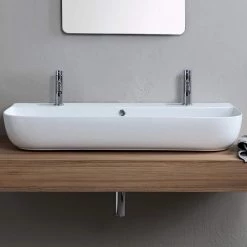 Nameeks Glam Wall Mounted Bathroom Sink in White -Bathroom Sinks Sales white nameeks wall mount sinks scarabeo 1813b two hole 44 1000