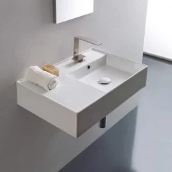 Nameeks Teorema Wall Mounted Bathroom Sink in White -Bathroom Sinks Sales white nameeks wall mount sinks scarabeo 5117 one hole 4f 1000