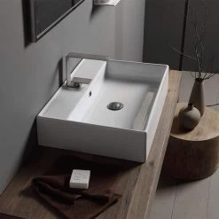 Nameeks Teorema Wall Mounted Bathroom Sink in White -Bathroom Sinks Sales white nameeks wall mount sinks scarabeo 8031 r 60 one hole 4f 1000