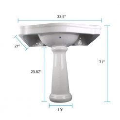 RENOVATORS SUPPLY MANUFACTURING Darbyshire 33-1/2 in. Pedestal Combo Bathroom Sink in White with Overflow 19 RENOVATORS SUPPLY MANUFACTURING Darbyshire 33-1/2 in. Pedestal Combo Bathroom Sink in White with Overflow -Bathroom Sinks Sales white pedestal sinks 13282 4f 1000
