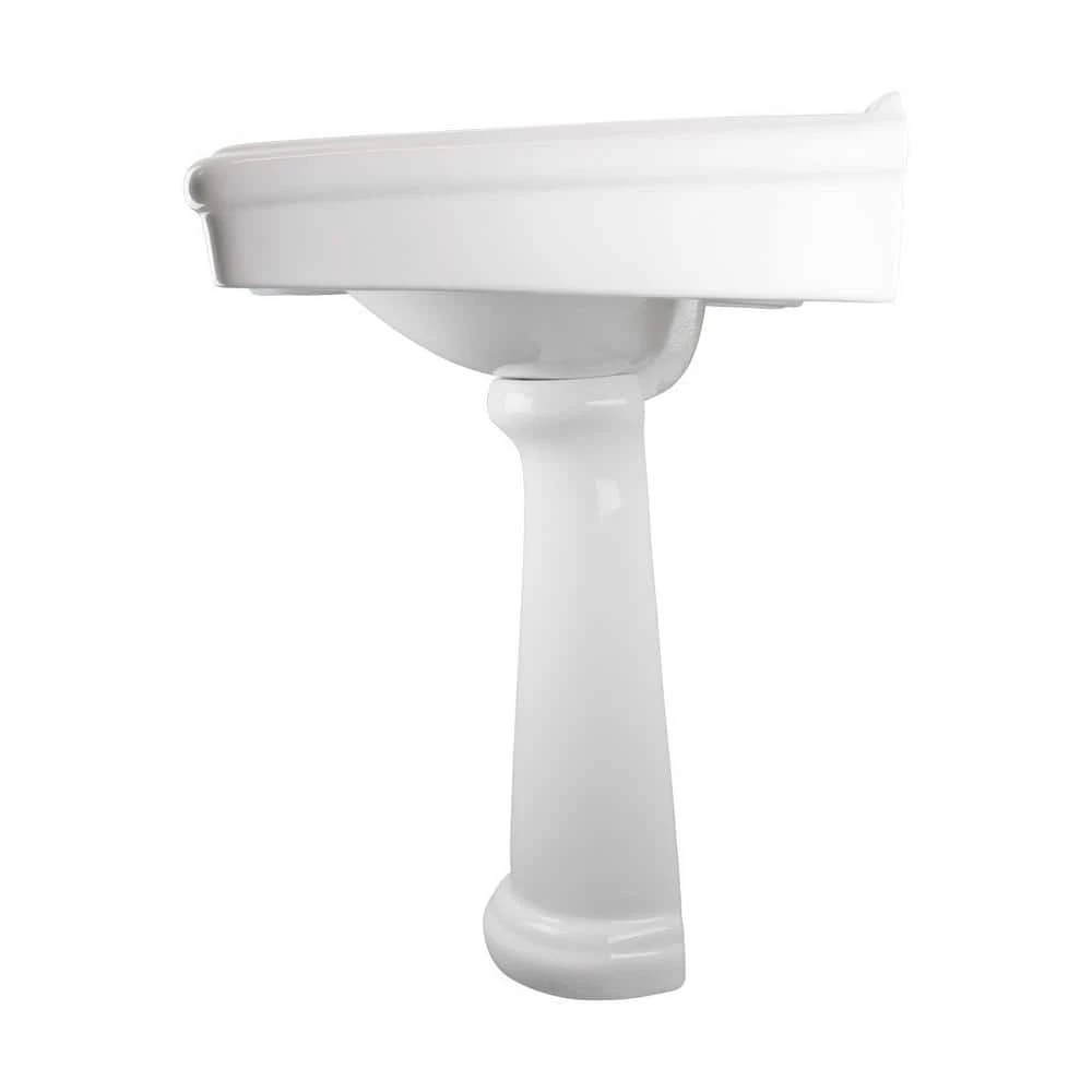 RENOVATORS SUPPLY MANUFACTURING Darbyshire 33-1/2 in. Pedestal Combo Bathroom Sink in White with Overflow 4 RENOVATORS SUPPLY MANUFACTURING Darbyshire 33-1/2 in. Pedestal Combo Bathroom Sink in White with Overflow - Image 2