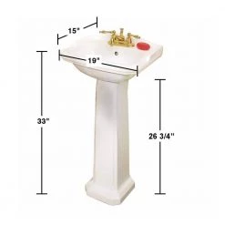 RENOVATORS SUPPLY MANUFACTURING Cloakroom 19 in. Pedestal Combo Bathroom Sink in White with Overflow -Bathroom Sinks Sales white pedestal sinks 19355 4f 1000