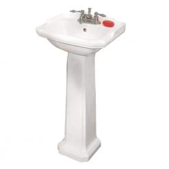 RENOVATORS SUPPLY MANUFACTURING Cloakroom 19 in. Pedestal Combo Bathroom Sink in White with Overflow