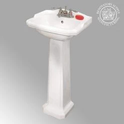 RENOVATORS SUPPLY MANUFACTURING Cloakroom 19 in. Pedestal Combo Bathroom Sink in White with Overflow -Bathroom Sinks Sales white pedestal sinks 19355 c3 1000