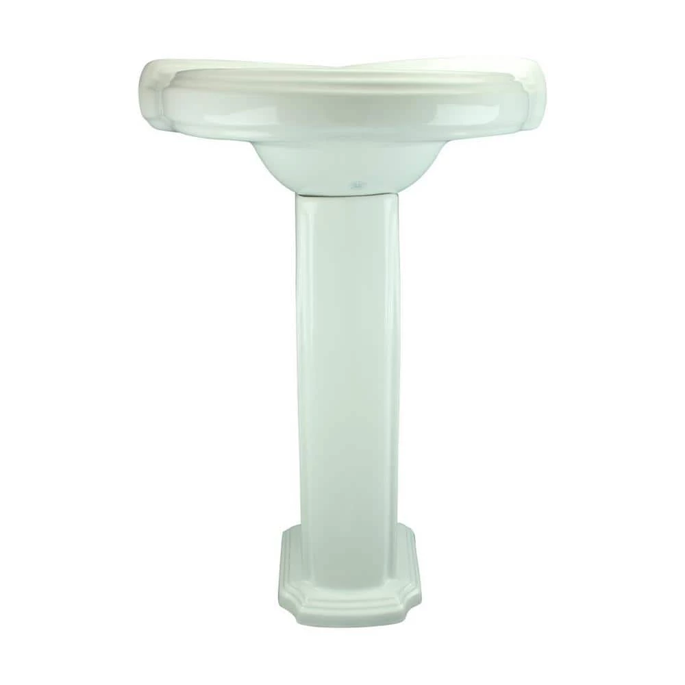 RENOVATORS SUPPLY MANUFACTURING Portsmouth 22 in. Corner Pedestal Combo Bathroom Sink in White with Overflow 7 RENOVATORS SUPPLY MANUFACTURING Portsmouth 22 in. Corner Pedestal Combo Bathroom Sink in White with Overflow - Image 5