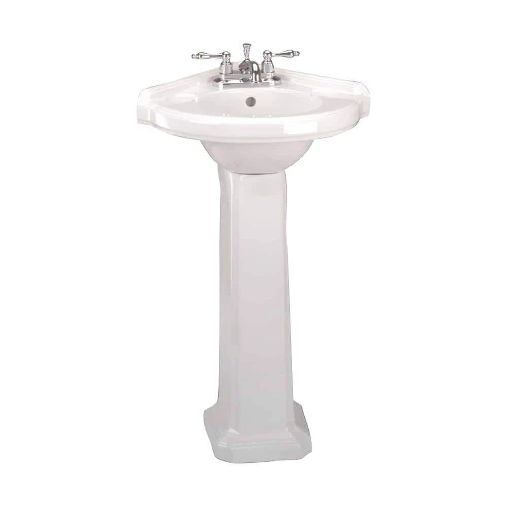 RENOVATORS SUPPLY MANUFACTURING Portsmouth 22 in. Corner Pedestal Combo Bathroom Sink in White with Overflow 3 RENOVATORS SUPPLY MANUFACTURING Portsmouth 22 in. Corner Pedestal Combo Bathroom Sink in White with Overflow