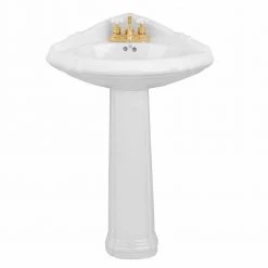 RENOVATORS SUPPLY MANUFACTURING Sheffield 26 in. Corner Pedestal Combo Bathroom Sink in White with Overflow