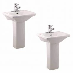 RENOVATORS SUPPLY MANUFACTURING Children's 21.5 in. H Pedestal Sinks Porcelain in White (Set of 2)