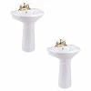 RENOVATORS SUPPLY MANUFACTURING Child 20.75 in. H Pedestal Sink Porcelain Mini Toddler in White (Set of 2)