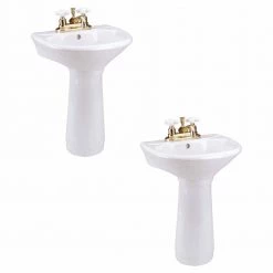 RENOVATORS SUPPLY MANUFACTURING Child 20.75 in. H Pedestal Sink Porcelain Mini Toddler in White (Set of 2)