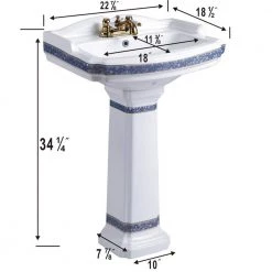 RENOVATORS SUPPLY MANUFACTURING India Reserve 22-7/8 in. Pedestal Combo Bathroom Sink in White Vessel Sink Basin with Blue and Gold Design Overflow 16 RENOVATORS SUPPLY MANUFACTURING India Reserve 22-7/8 in. Pedestal Combo Bathroom Sink in White Vessel Sink Basin with Blue and Gold Design Overflow -Bathroom Sinks Sales white pedestal sinks 41355 4f 1000