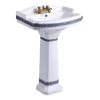 RENOVATORS SUPPLY MANUFACTURING India Reserve 22-7/8 in. Pedestal Combo Bathroom Sink in White Vessel Sink Basin with Blue and Gold Design Overflow -Bathroom Sinks Sales white pedestal sinks 41355 64 1000