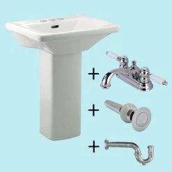 RENOVATORS SUPPLY MANUFACTURING WeeWash 21-1/2 in. H Child Pedestal Combo Bathroom Sink in White with Faucet, Drain and P-Trap -Bathroom Sinks Sales white pedestal sinks 80686 c3 1000