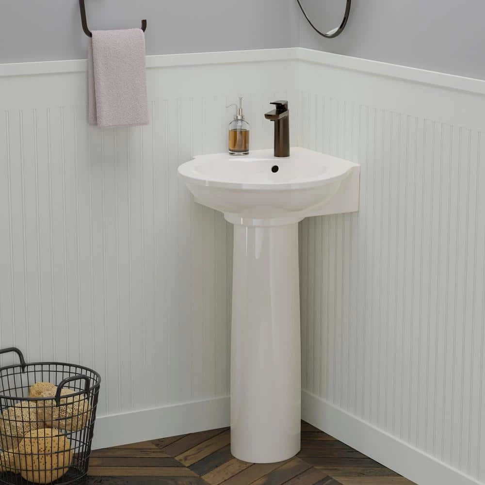 Pegasus Evolution Corner Pedestal Combo Bathroom Sink in White 8 Pegasus Evolution Corner Pedestal Combo Bathroom Sink in White - Image 6