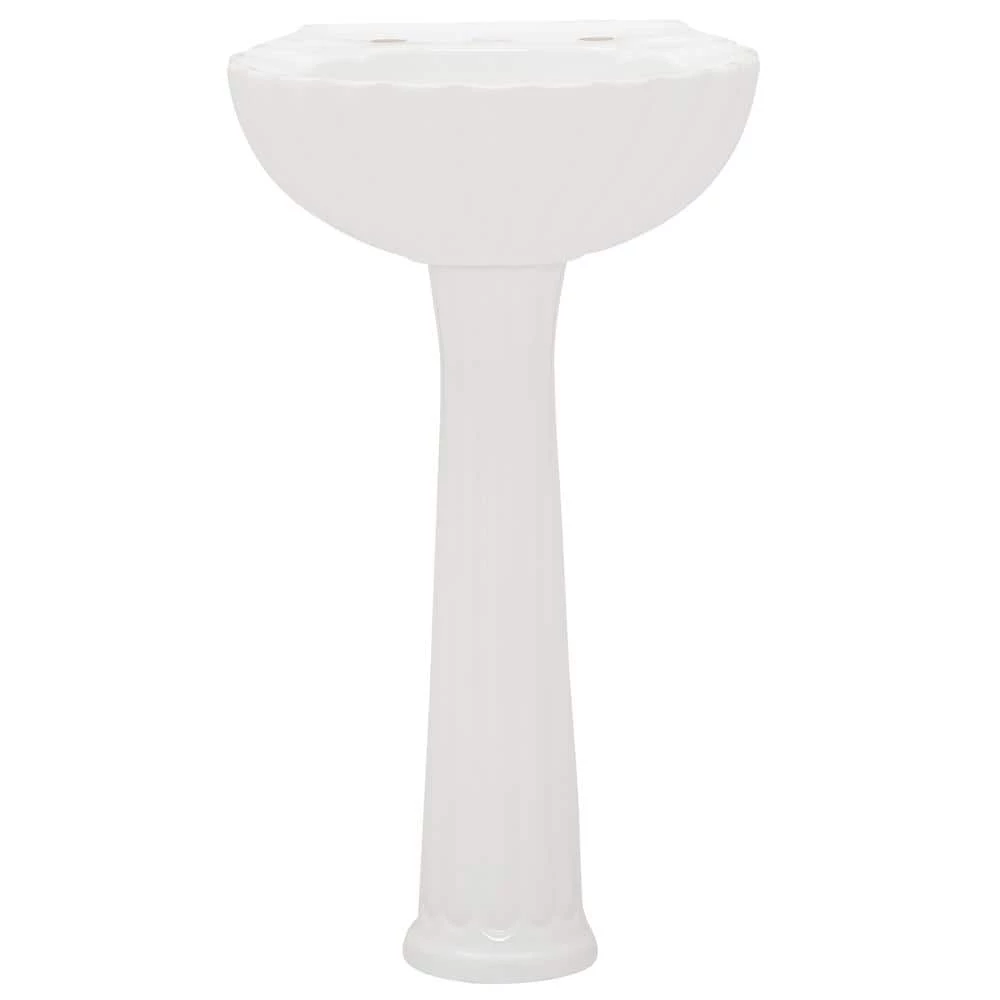 Pegasus Bali 19 in. Pedestal Combo Bathroom Sink for 8 in. Widespread in White 4 Pegasus Bali 19 in. Pedestal Combo Bathroom Sink for 8 in. Widespread in White - Image 2