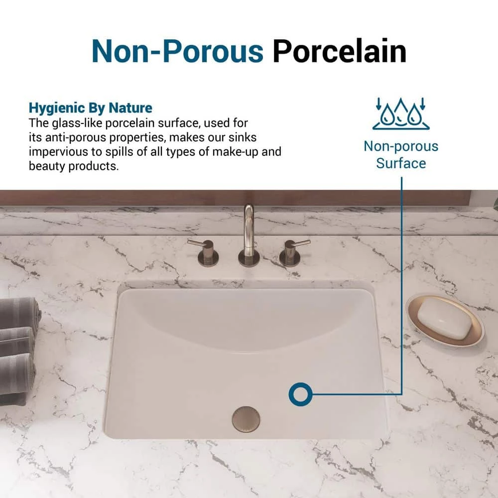 PELHAM & WHITE Packard 21 in. Undermount Ceramic Rectangular Bathroom Sink in White 10 PELHAM & WHITE Packard 21 in. Undermount Ceramic Rectangular Bathroom Sink in White - Image 8