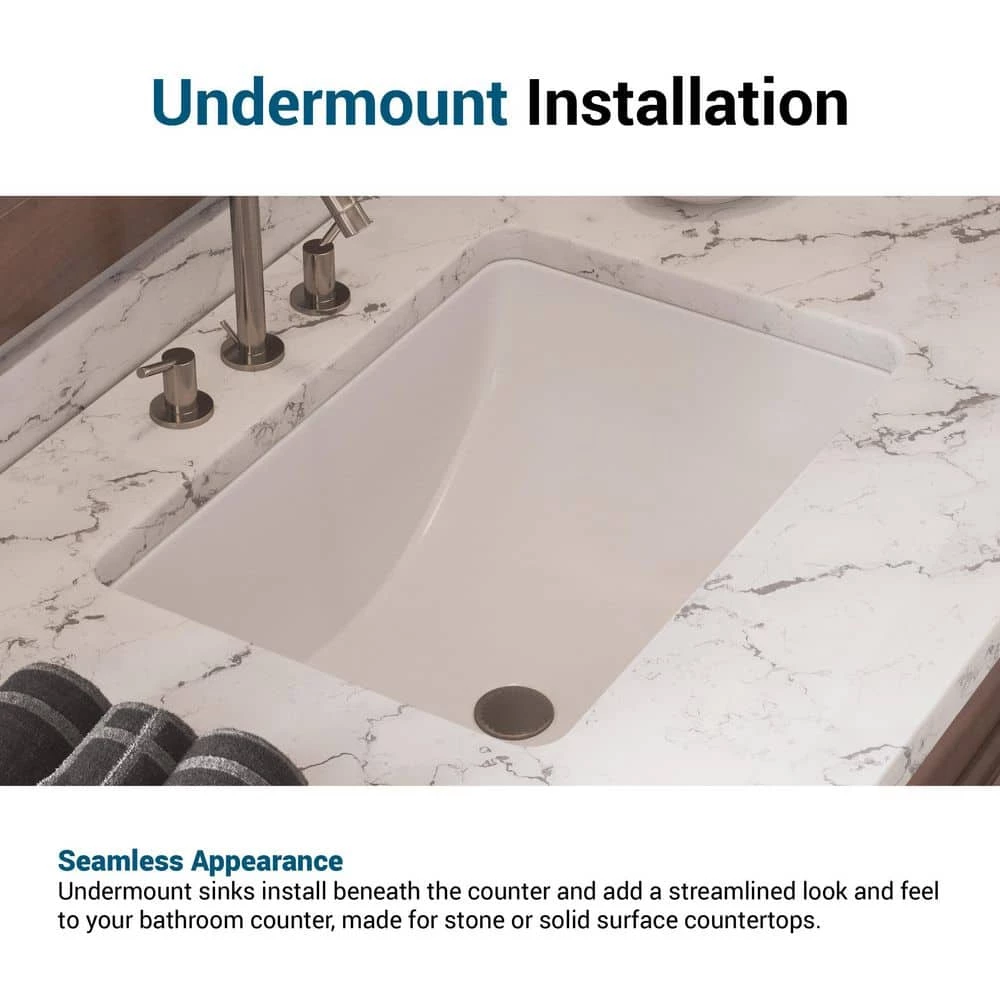 PELHAM & WHITE Packard 21 in. Undermount Ceramic Rectangular Bathroom Sink in White 7 PELHAM & WHITE Packard 21 in. Undermount Ceramic Rectangular Bathroom Sink in White - Image 5