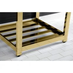 Kingston Brass 25 in. Ceramic Console Sink (8 in. in 3-Hole) with Stainless Steel Base in Polished Brass -Bathroom Sinks Sales white polished brass kingston brass console sinks hvwp2522w8a2 44 1000