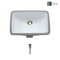 Rene Undermount Porcelain Bathroom Sink in White with Pop-Up Drain in Brushed Nickel -Bathroom Sinks Sales white rene undermount bathroom sinks r2 1002 w pud bn 40 1000