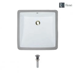 Rene Undermount Porcelain Bathroom Sink in White with Pop-Up Drain in Chrome -Bathroom Sinks Sales white rene undermount bathroom sinks r2 1003 w pud c 40 1000