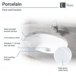 Rene Undermount Porcelain Bathroom Sink in White with Pop-Up Drain in Antique Bronze -Bathroom Sinks Sales white rene undermount bathroom sinks r2 1005 w pud abr a0 1000