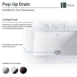 Rene Under-Mount Porcelain Bathroom Sink in White with Pop-Up Drain in Brushed Nickel -Bathroom Sinks Sales white rene undermount bathroom sinks r2 1005 w pud bn 66 1000