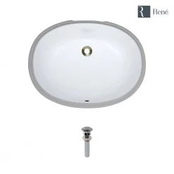 Rene Undermount Porcelain Bathroom Sink in White with Pop-Up Drain in Chrome -Bathroom Sinks Sales white rene undermount bathroom sinks r2 1005 w pud c 40 1000