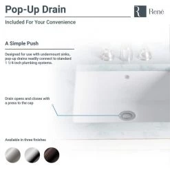 Rene 18.25 in. Undermount Bathroom Sink in White with Pop-Up Drain in Brushed Nickel -Bathroom Sinks Sales white rene undermount bathroom sinks r2 1007 w pud bn a0 1000