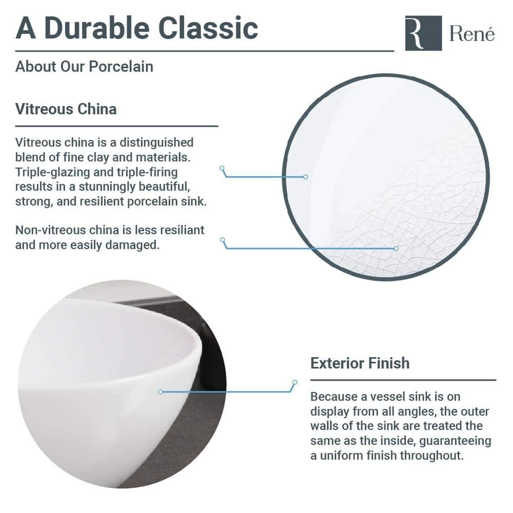 Rene Porcelain Vessel Sink in White with 7002 Faucet and Pop-Up Drain in Brushed Nickel 7 Rene Porcelain Vessel Sink in White with 7002 Faucet and Pop-Up Drain in Brushed Nickel - Image 5