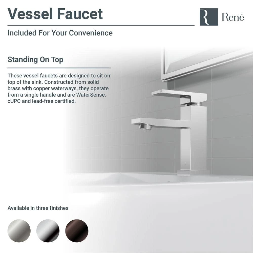 Rene Porcelain Vessel Sink in White with 7002 Faucet and Pop-Up Drain in Brushed Nickel 8 Rene Porcelain Vessel Sink in White with 7002 Faucet and Pop-Up Drain in Brushed Nickel - Image 6