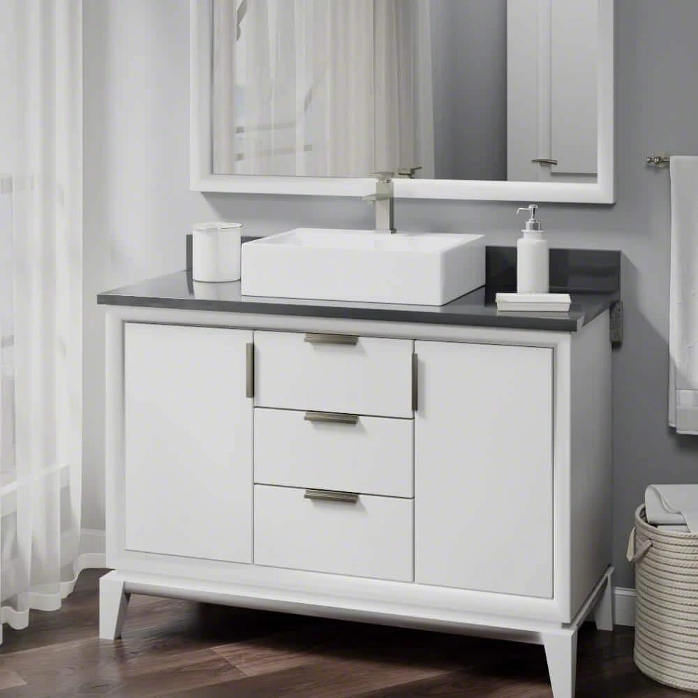 Rene Porcelain Vessel Sink in White with 7002 Faucet and Pop-Up Drain in Brushed Nickel 4 Rene Porcelain Vessel Sink in White with 7002 Faucet and Pop-Up Drain in Brushed Nickel - Image 2