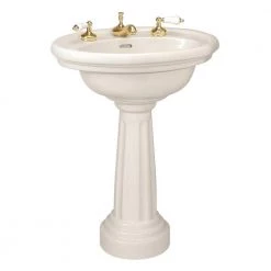RENOVATORS SUPPLY MANUFACTURING Philadelphia 26 in. Pedestal Sink with Oval-Shaped Vessel China Gloss in Biscuit