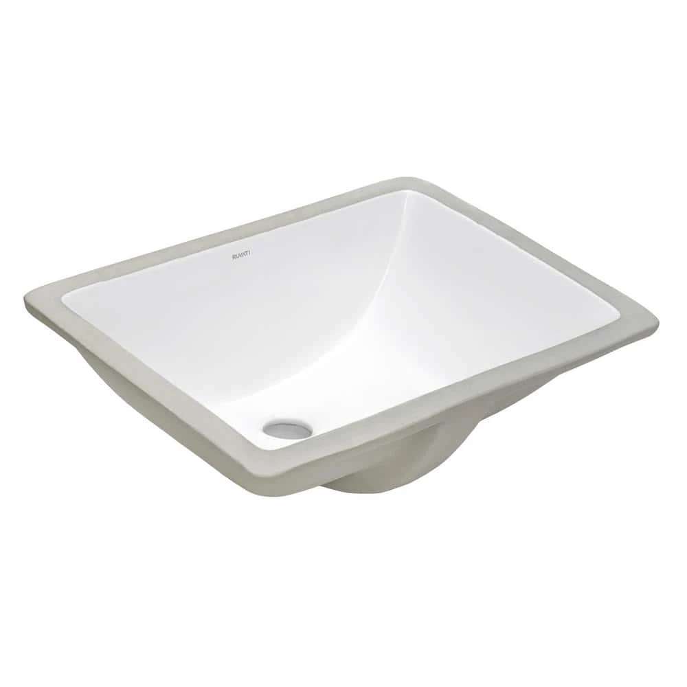 Ruvati 17 in. Rectangular Undermount Vanity Bathroom Porcelain Ceramic with Overflow in White 3 Ruvati 17 in. Rectangular Undermount Vanity Bathroom Porcelain Ceramic with Overflow in White