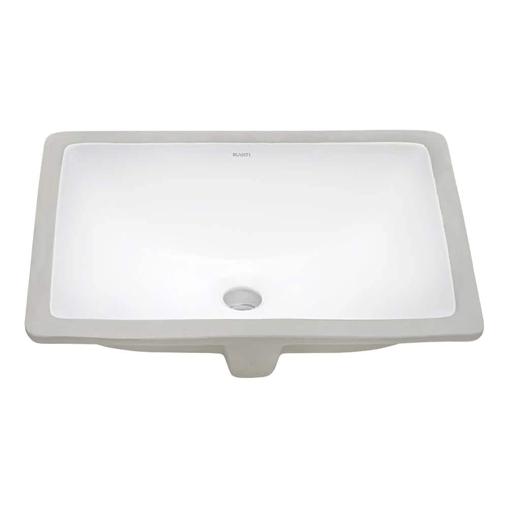 Ruvati 17 in. Rectangular Undermount Vanity Bathroom Porcelain Ceramic with Overflow in White 4 Ruvati 17 in. Rectangular Undermount Vanity Bathroom Porcelain Ceramic with Overflow in White - Image 2