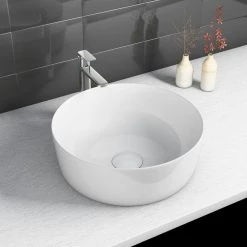 Satico Amuering 16 in. Topmount Bathroom Sink Basin in White -Bathroom Sinks Sales white satico drop in bathroom sinks 16tay16 4f 1000