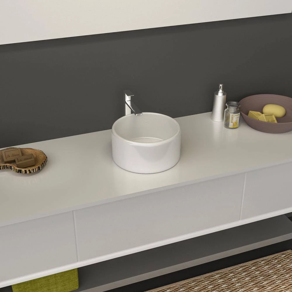 Satico Amuering 16 in. Topmount Bathroom Sink Basin in White 5 Satico Amuering 16 in. Topmount Bathroom Sink Basin in White - Image 4